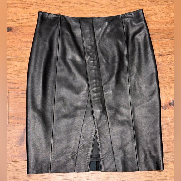 Antonio Melani Black Leather Pencil Skirt M - Picture 10 of 14